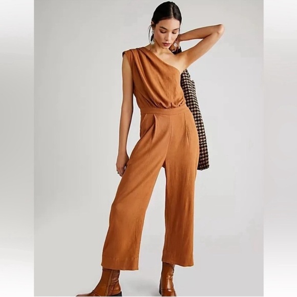 Free People Avery Jumpsuit One Shoulder Wide Leg Size 6 - Picture 1 of 13